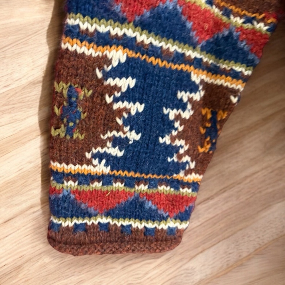 Vintage Aztec Boho Southwestern CAROLE LITTLE Sport Heavy Wool Sweater XL EUC - Picture 6 of 8